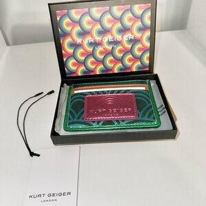 NWT Kurt Geiger Green & Pink Patterned Leather Cardholder